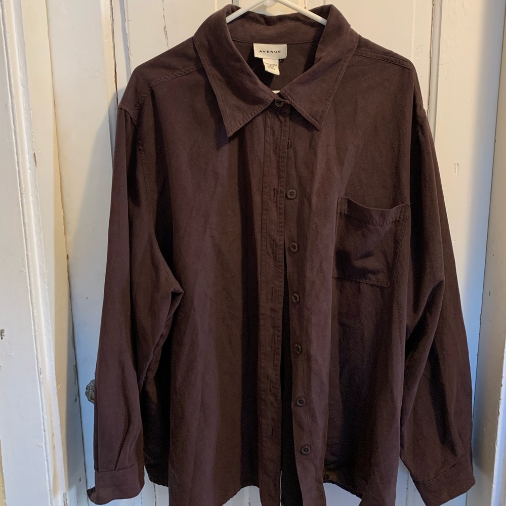 Avenue Plus size moleskin button up shirt
